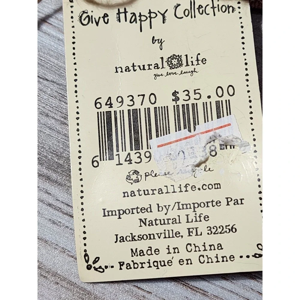 Natural Life Give Happy Believe Wall Hanging Canvas Scroll Floral Tassel 14x22